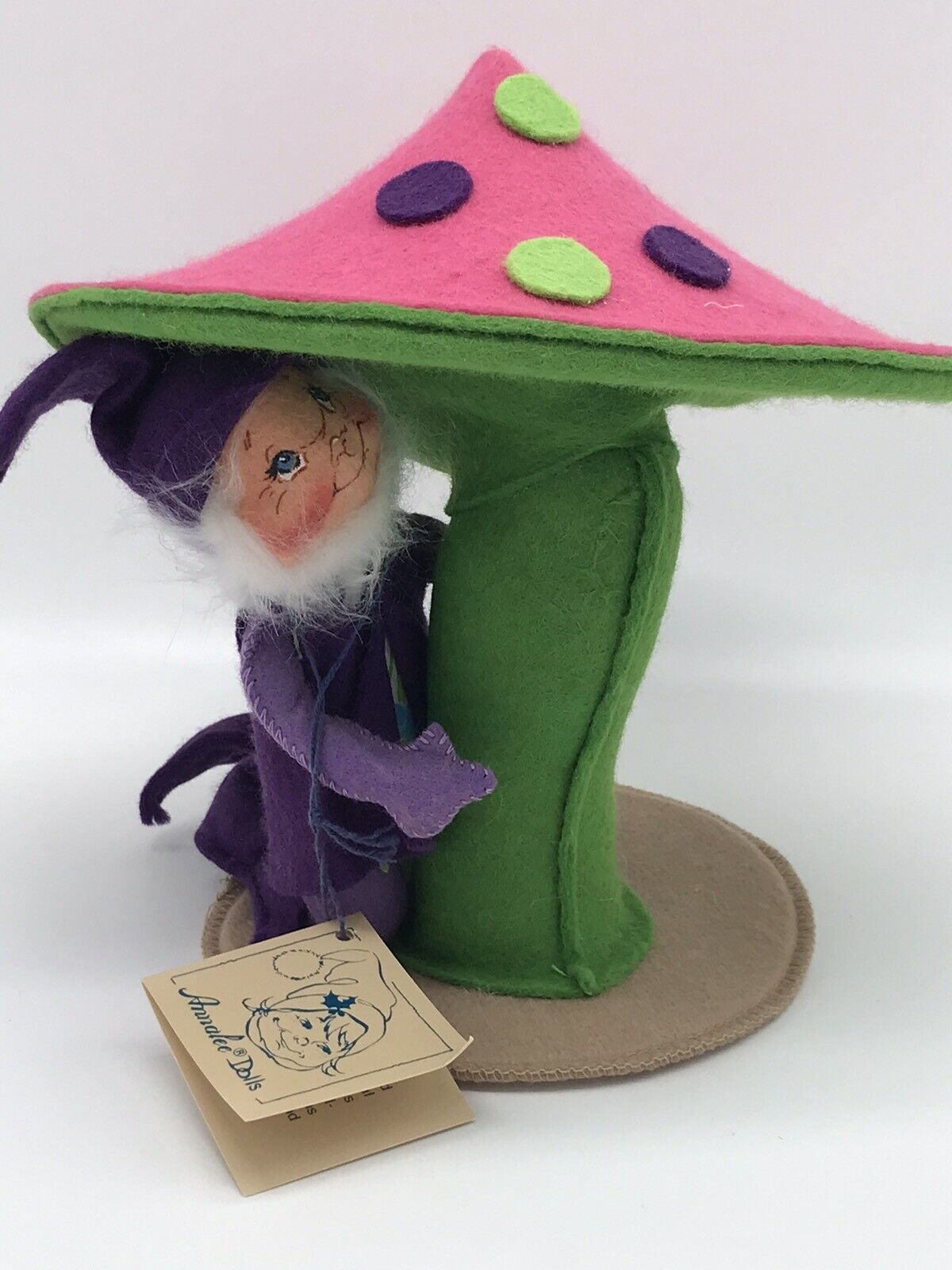 VTG 1991 Annalee Doll Spring Purple Elf Gnome Pixie with 8