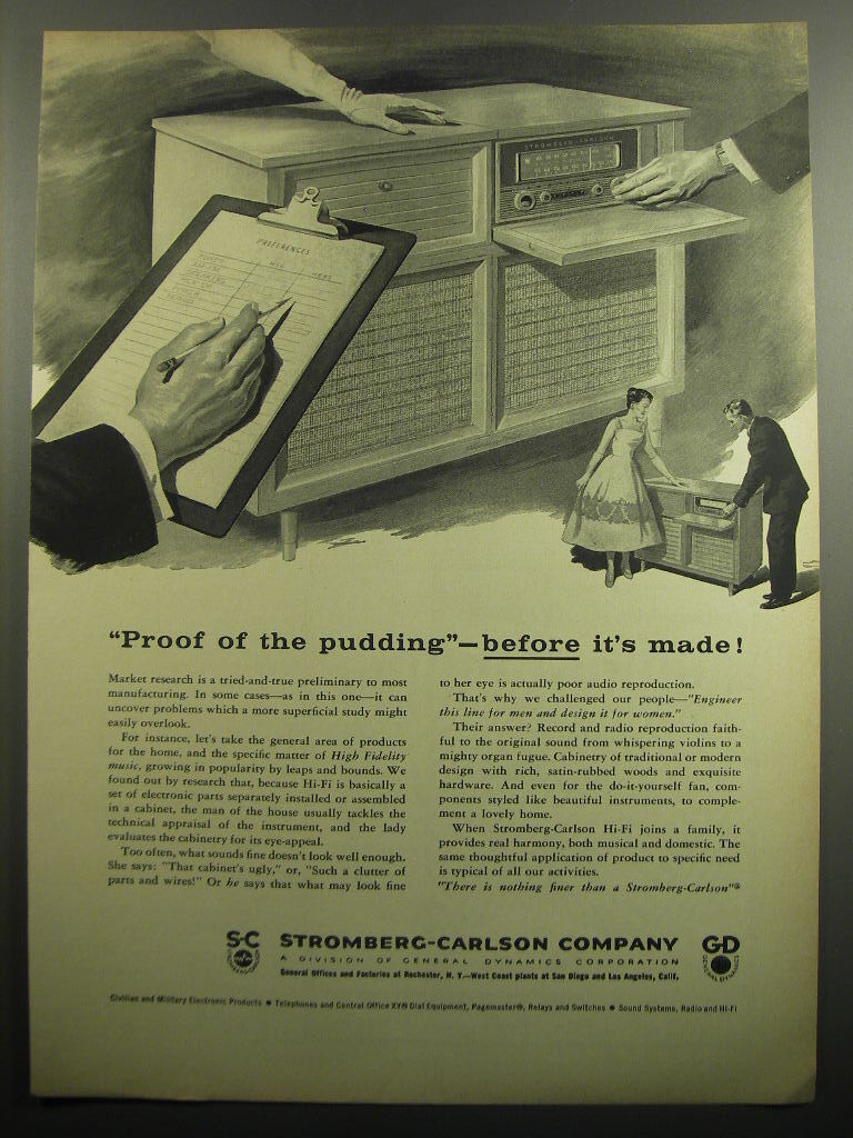 1957 Stromberg-Carlson Phonographs Ad - Proof of the pudding - before it's made