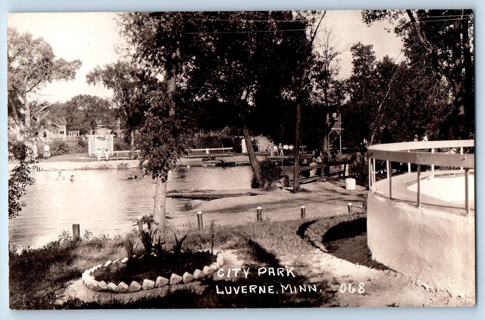 Luverne Minnesota MN Postcard RPPC Photo View Of City Park c1940's Vintage