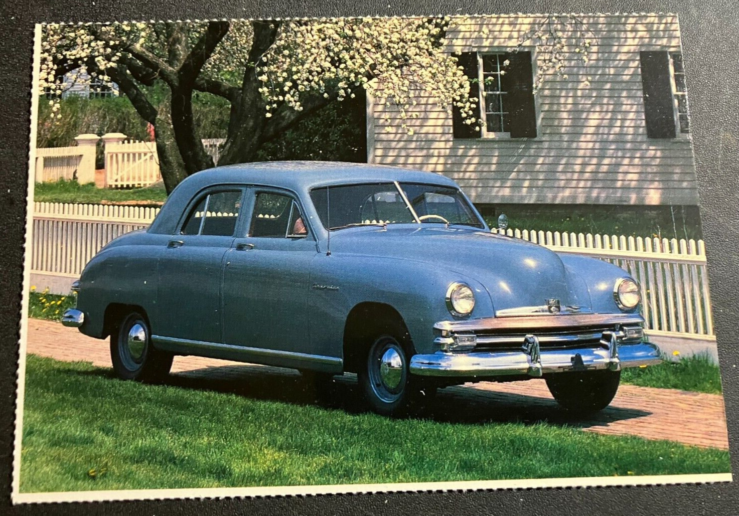 Vintage Continental Postcard - Blue 1949 Kaiser Traveler Sedan - FLAWLESS