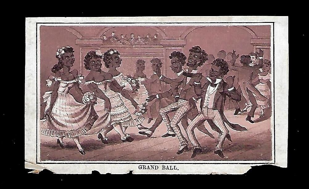 c1890's Stock Victorian Trade Card Grand Ball Dancing in Tuxedos & Dresses