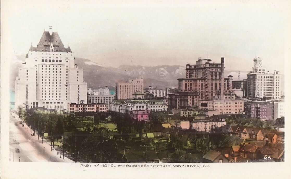 RPPC Postcard Part of Hotel and Business Section Vancouver BC Canada 