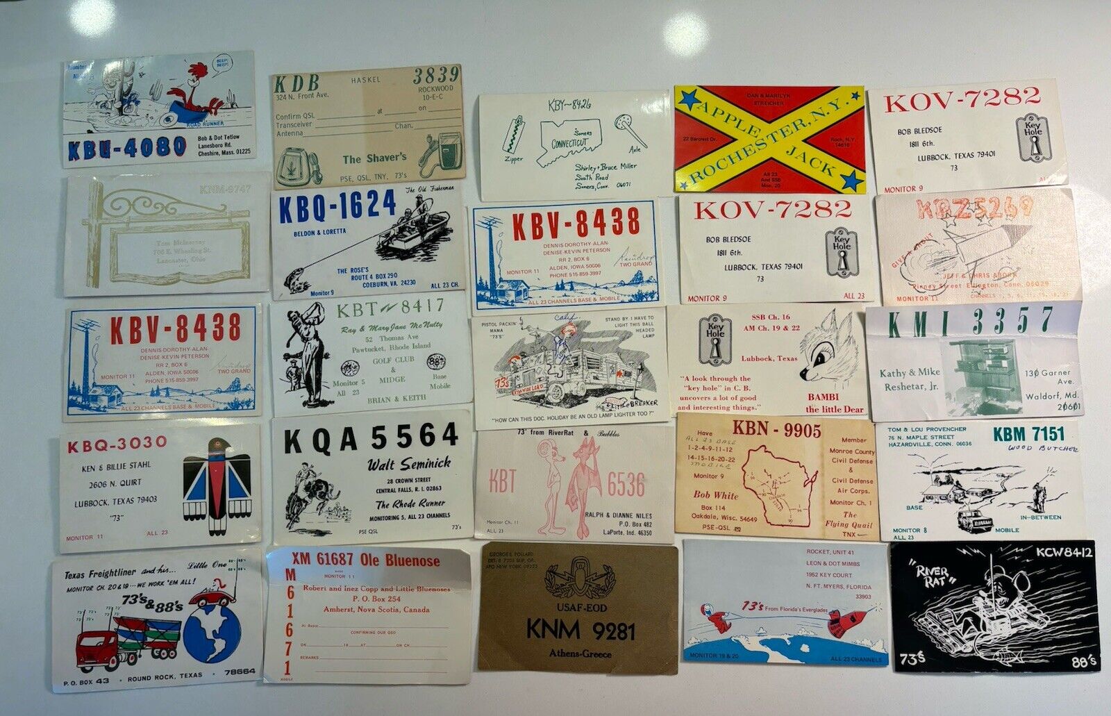 Lot of Vintage 1960s-1970s HAM RADIO QSL Cards