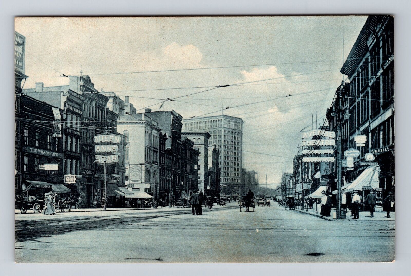 Detroit MI-Michigan, Lower Woodward Ave, Theater, Café, Vintage c1909 Postcard