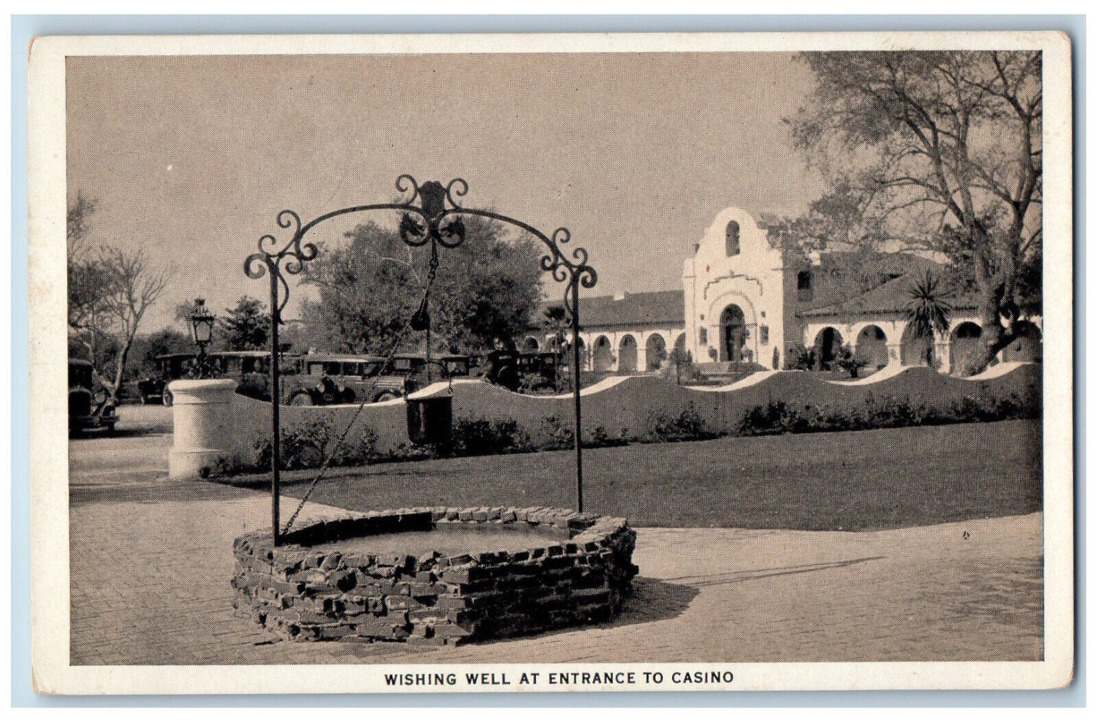 Tijuana Mexico Postcard Wishing Well Casino Entrance Hotel Agua Caliente c1920's