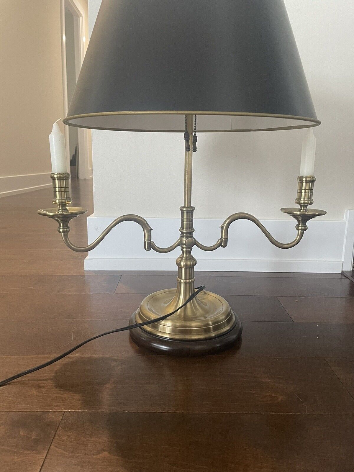 Vintage Wildwood Brass Double Candelabra Bouillotte Lamp