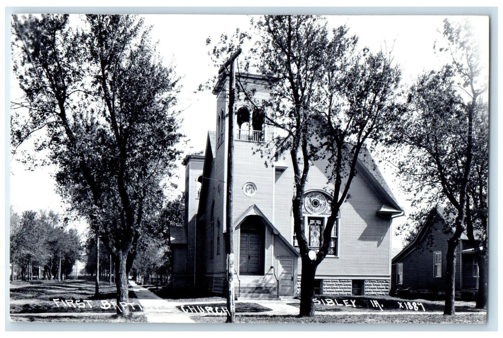 c1940's First Baptist Church Sibley Iowa IA RPPC Photo Unposted Vintage Postcard