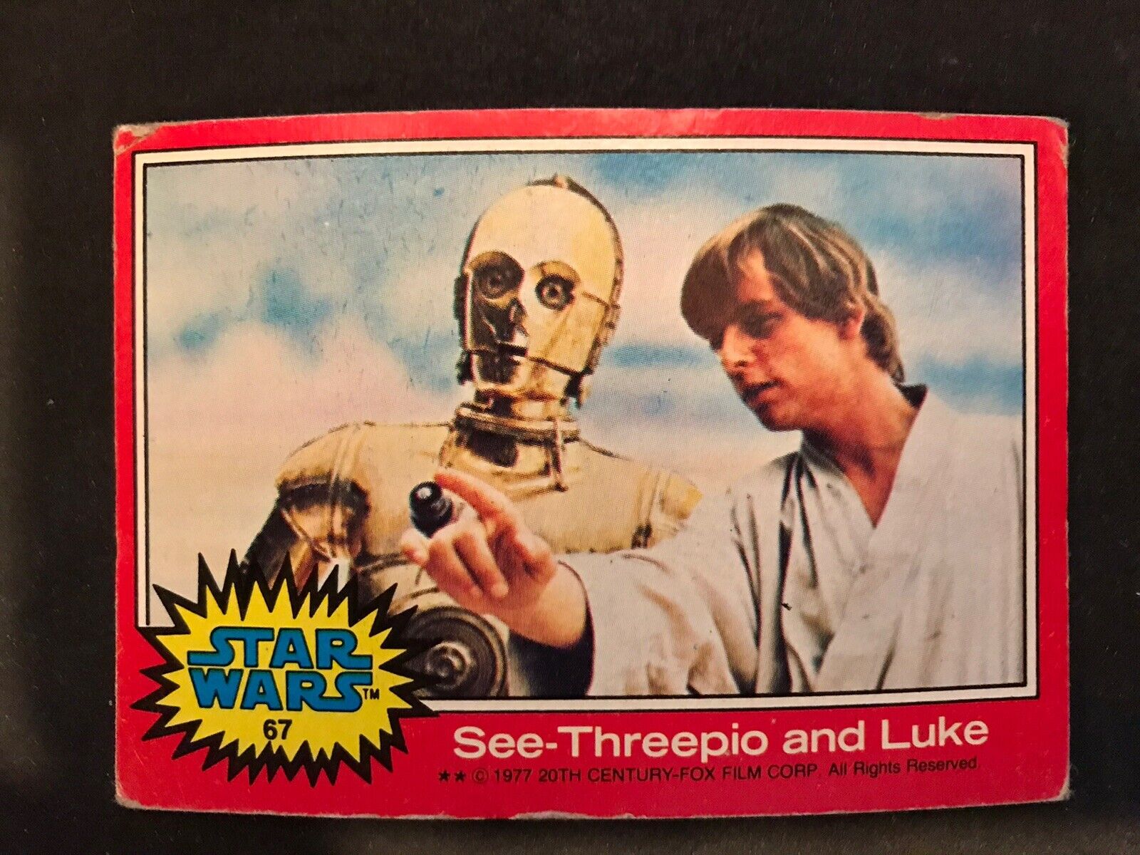 1977 Topps Star Wars Series 2 (Red) Card #67 See-Threepio and Luke