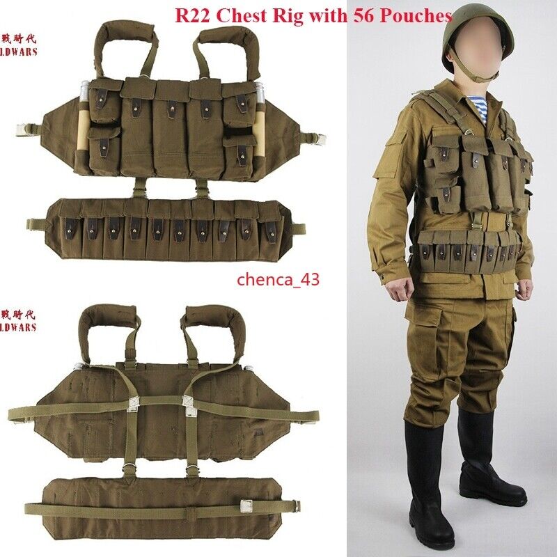 Russian Lifchik Tactical Chest Rig Set R22 Body with Hanging 56 Carry Multi Bags
