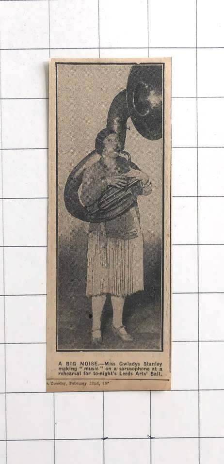 1927 Miss Gwladys Stanley Making Music On A Sarusophone, Leeds Arts Ball