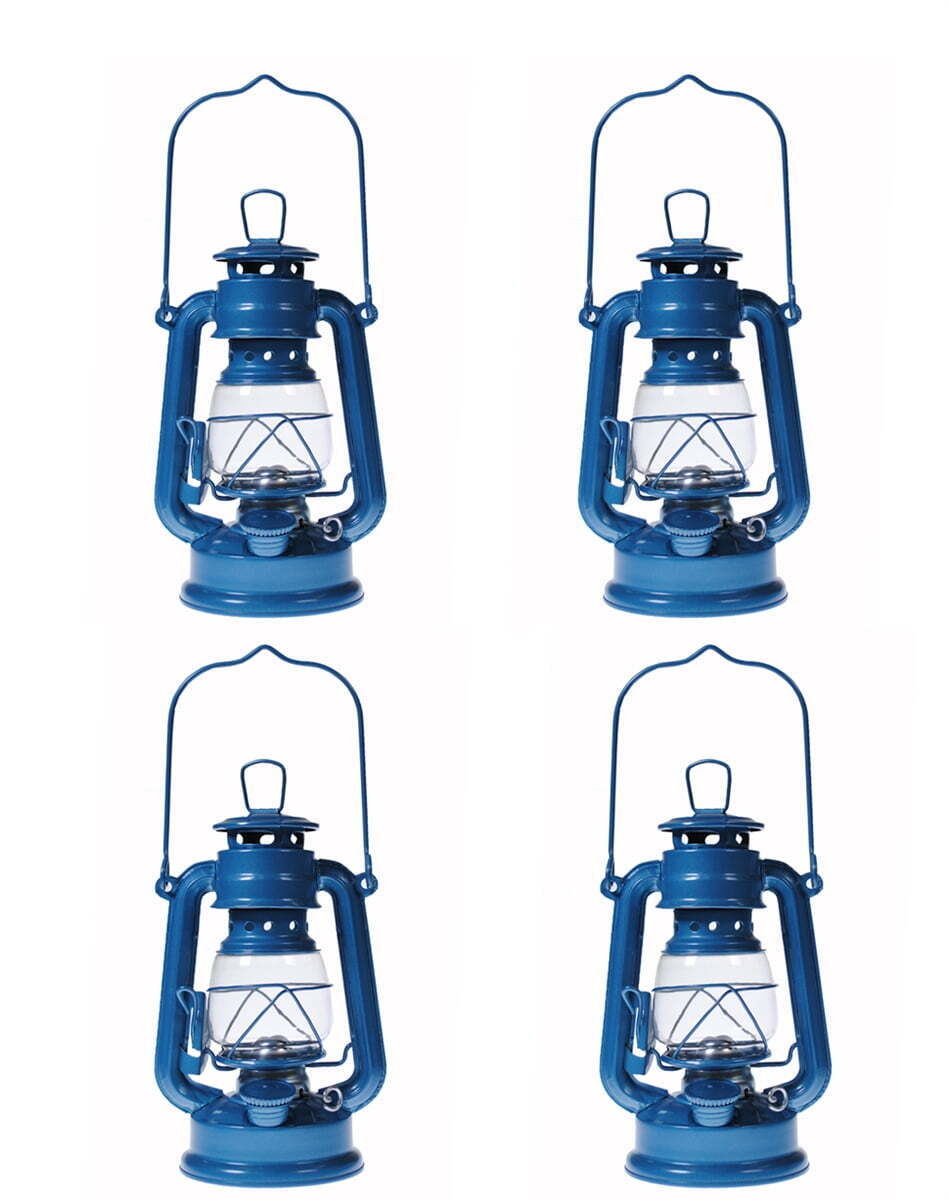 Kerosene Oil Lantern Emergency Hanging Light Lamp - Blue - 8 Inch