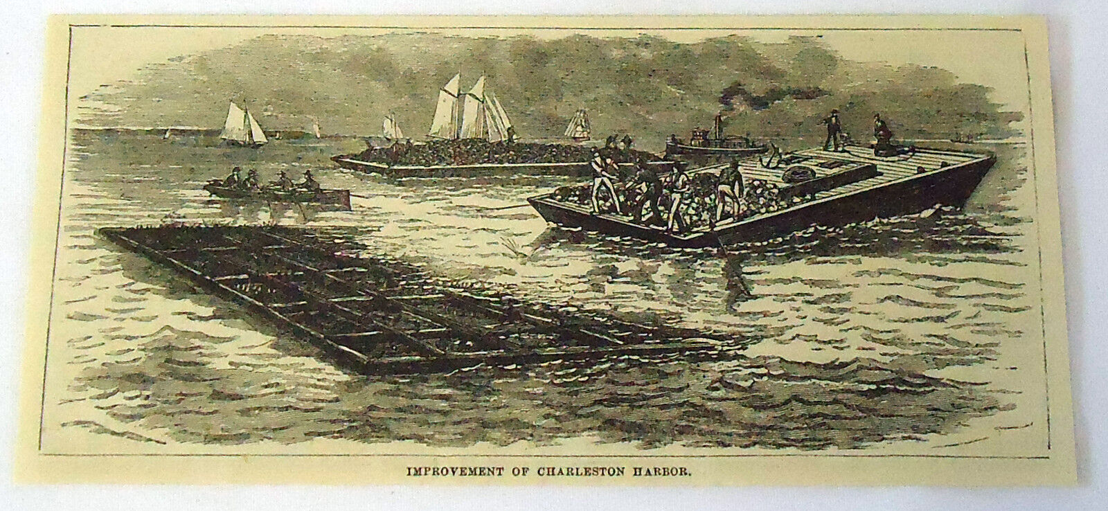 1880 magazine engraving ~ IMPROVEMENT OF CHARLESTON HARBOR, SC