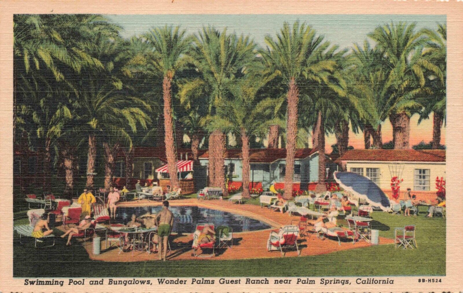 Rancho Mirage near Palms Springs Wonder Palms Guest Ranch Vintage Linen Postcard