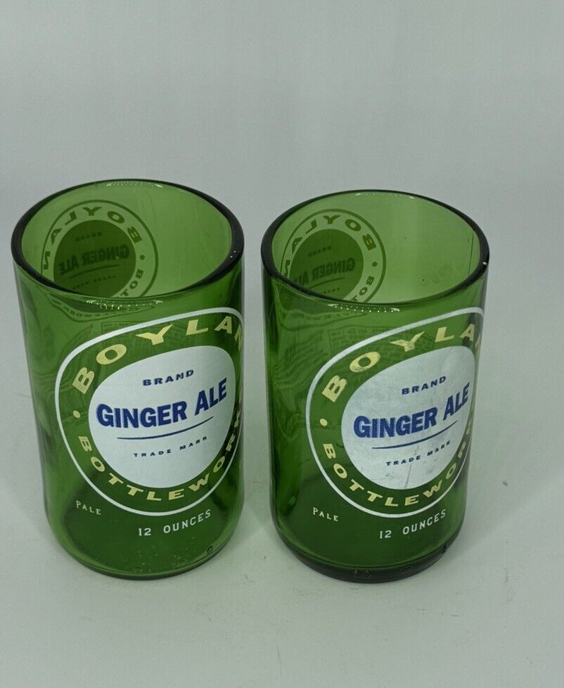 Two Juice Or Small Glasses Made From Bottles Ginger Ale Boylan Bottleworks