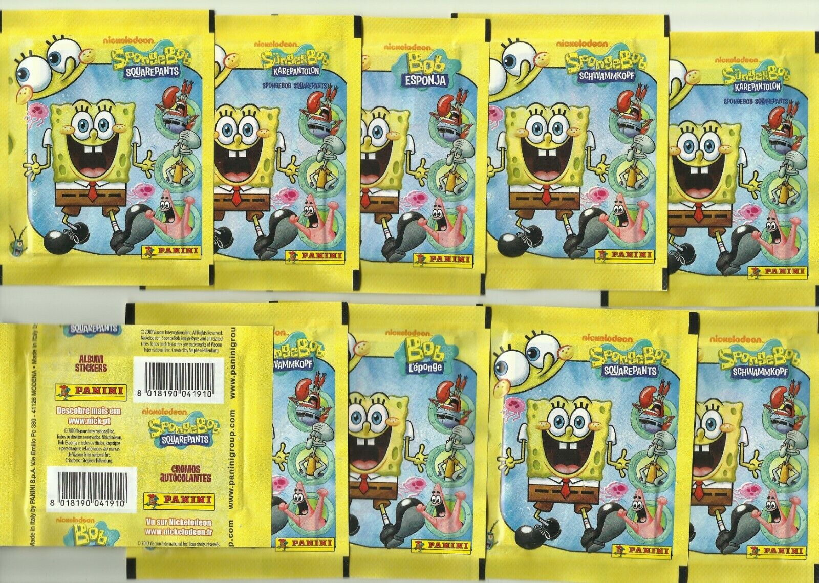 2010 Panini SpongeBob Squarepants 10 Sealed Packets