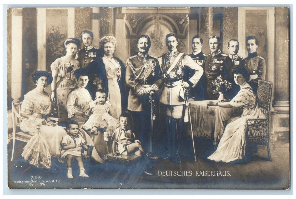 c1911 Kaiser Wilhelm Imperial House Family Portrait Germany RPPC Photo Postcard