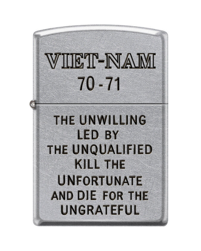 Zippo 0686, Vietnam-70 to 71-Unwilling, Unqualified & Ungrateful Chrome Lighter