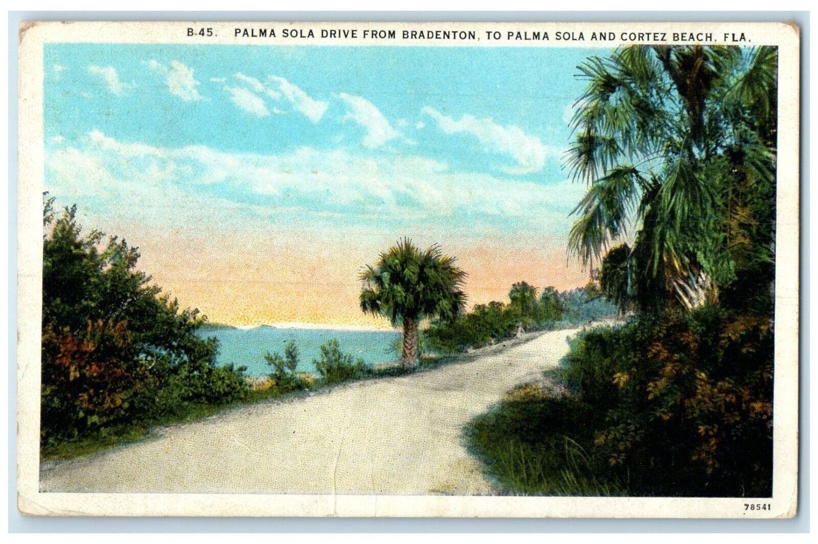 1937 Scenic View Palma Sola Drive Bradenton Cortez Beach Florida Posted Postcard