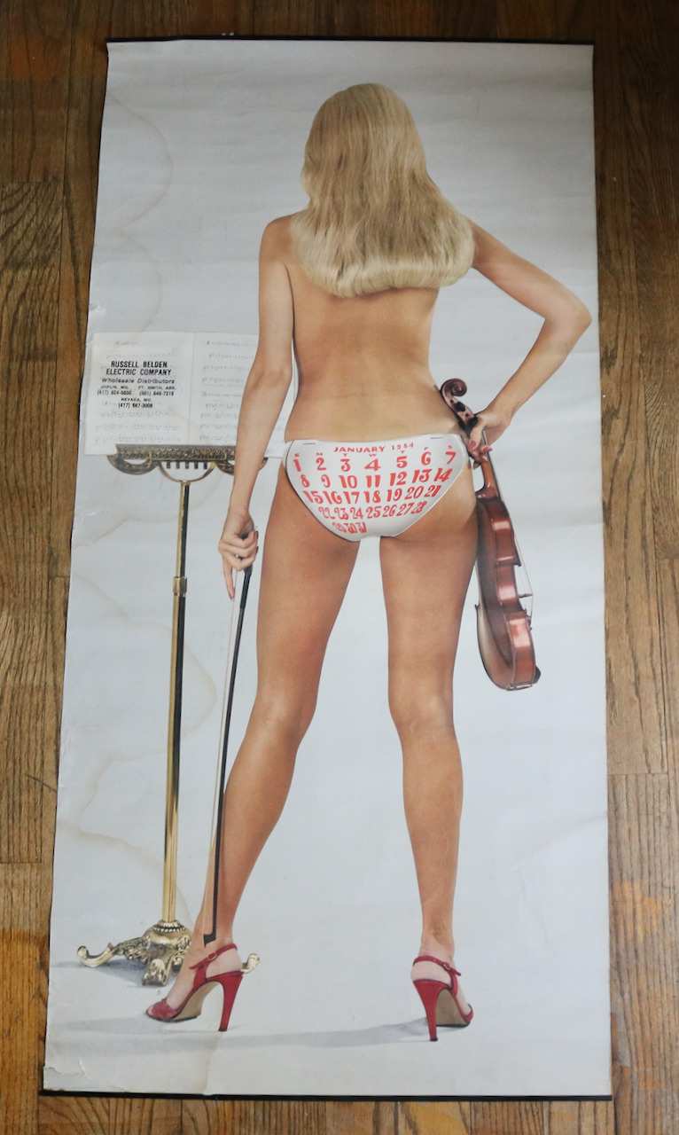 Pin-up girl poster 1984 advertising wall calendar tear off panties