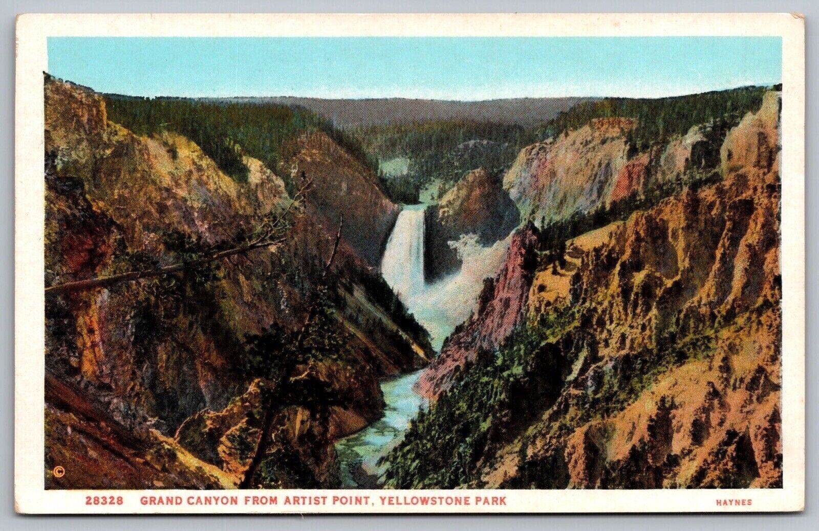 Yellowstone National Park Wyoming Artist Point Scenic Landscape WB Postcard