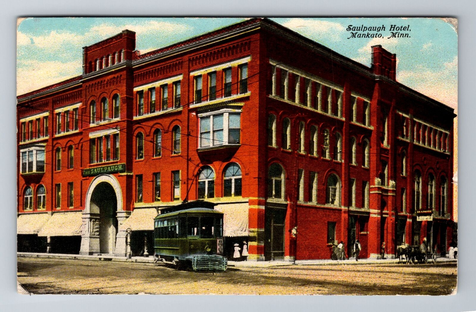Mankato MN-Minnesota, Saulpaugh Hotel, Advertising, Antique Vintage Postcard