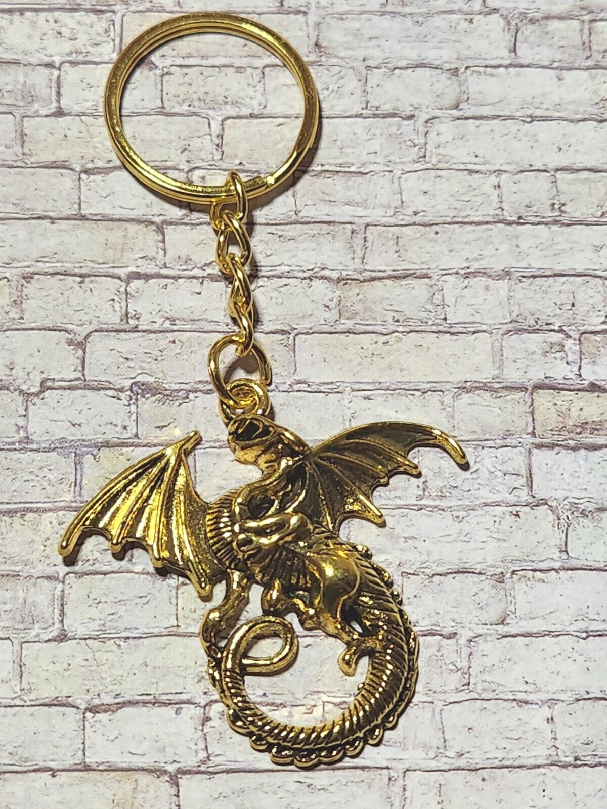 Stunning Dragon Keychain Gold-Colored Medium Keychain