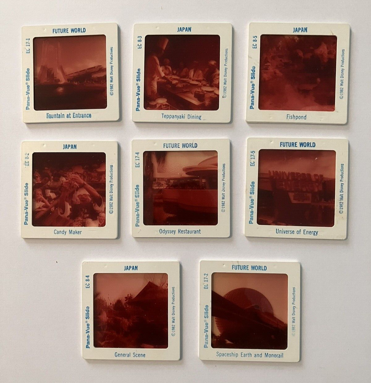 EPCOT Center Walt Disney World~ Vintage Pana Vue Slides 1982~ SET OF 8