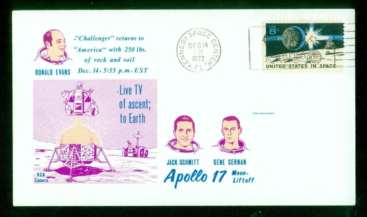 NASA Cachet Cover Apollo 17 Lunar Liftoff Kennedy Space Center Cancel 1972-12-14