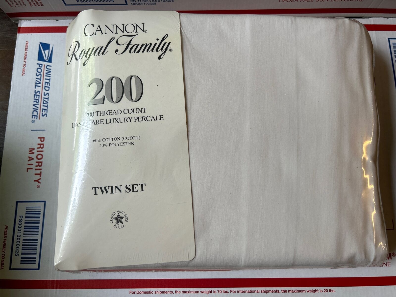 Vintage CANNON Royal Family Twin  Sheet Set ~ White ~ NOS