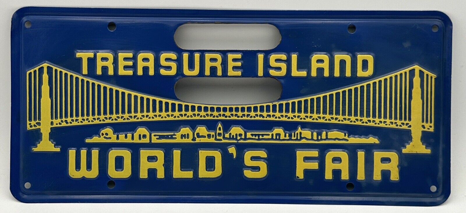 Vintage Treasure Island World's Fair Embossed License Plate 1939 San Francisco