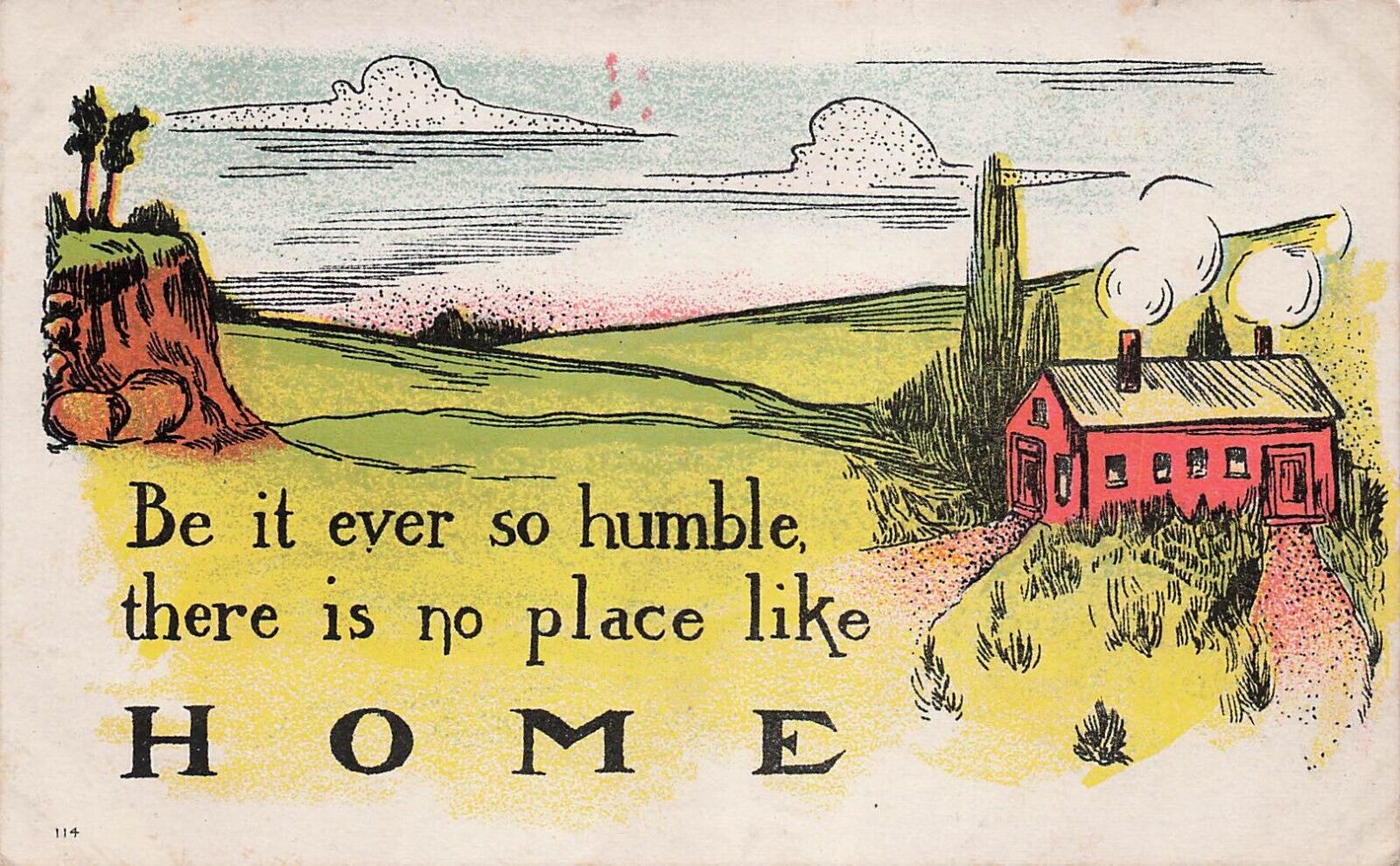 No Place Like Home Sick Country Side Scenic View c1907 Vtg Postcard E17