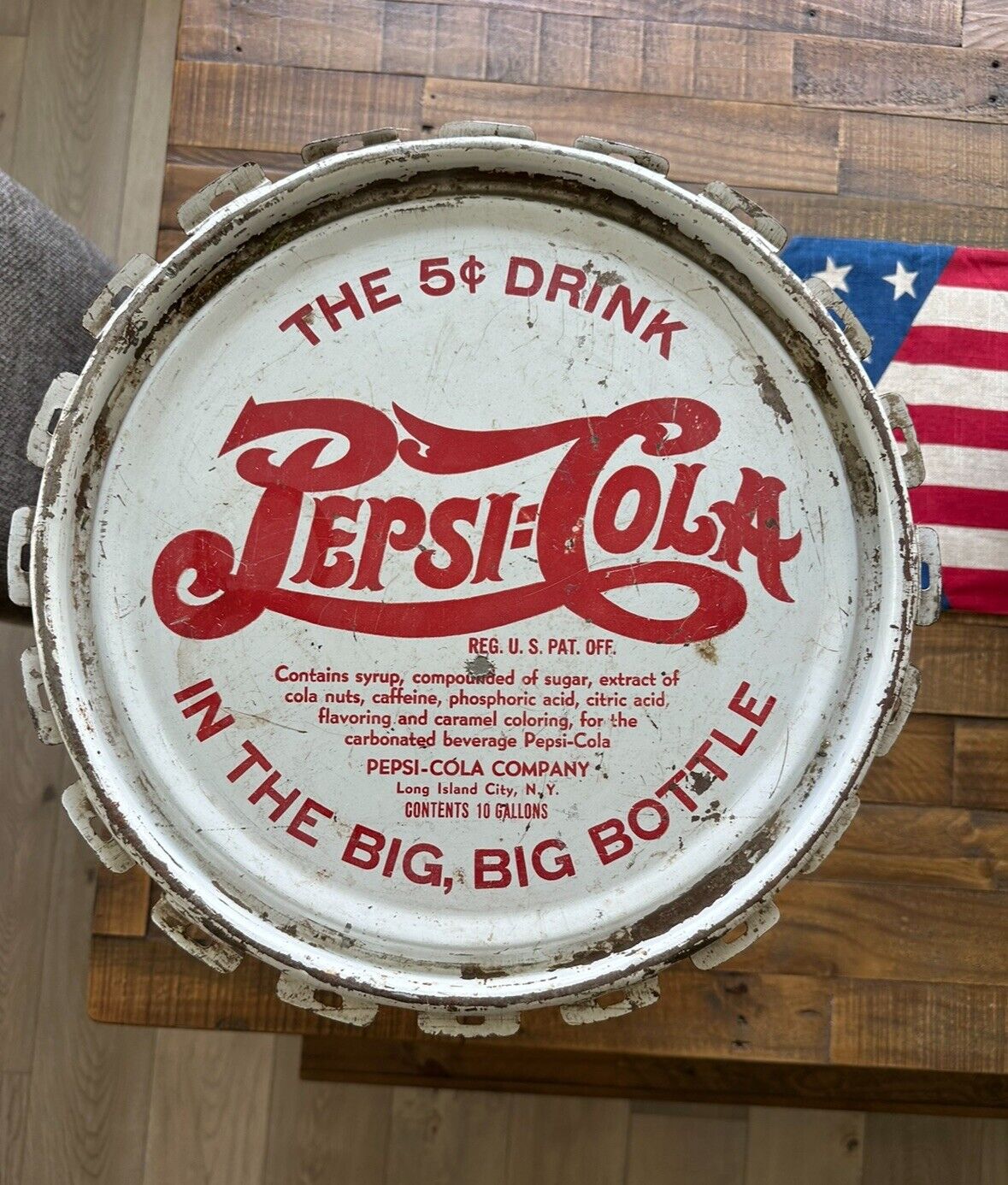 Vintage 1940 Pepsi Cola Double Dot 10 Gallon Syrup Container With Lid