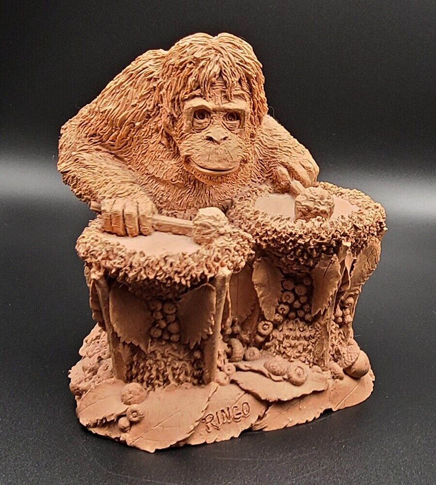 TIM WOLFE Rare Unpainted RINGO Orangutan Drummer Sculpture 2000 Tom Clark CAIRN