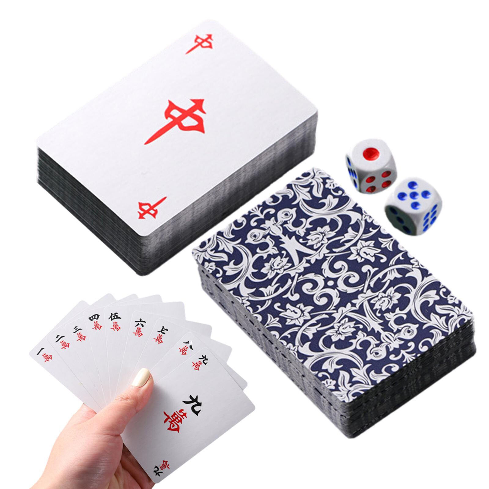 144* 86*56mm Thicken Mahjong Cards Chinese Traditional Board Game With Dice