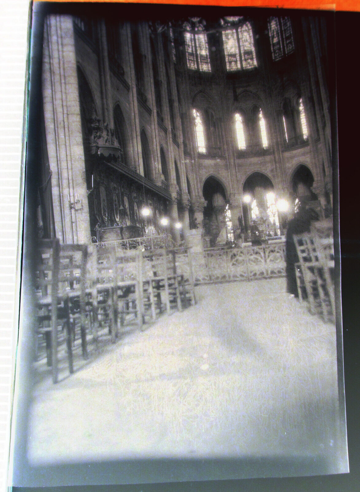 Vintage 1940s Photo 120 NEGATIVE WWII Paris France Notre Dame Sanctuary Interior