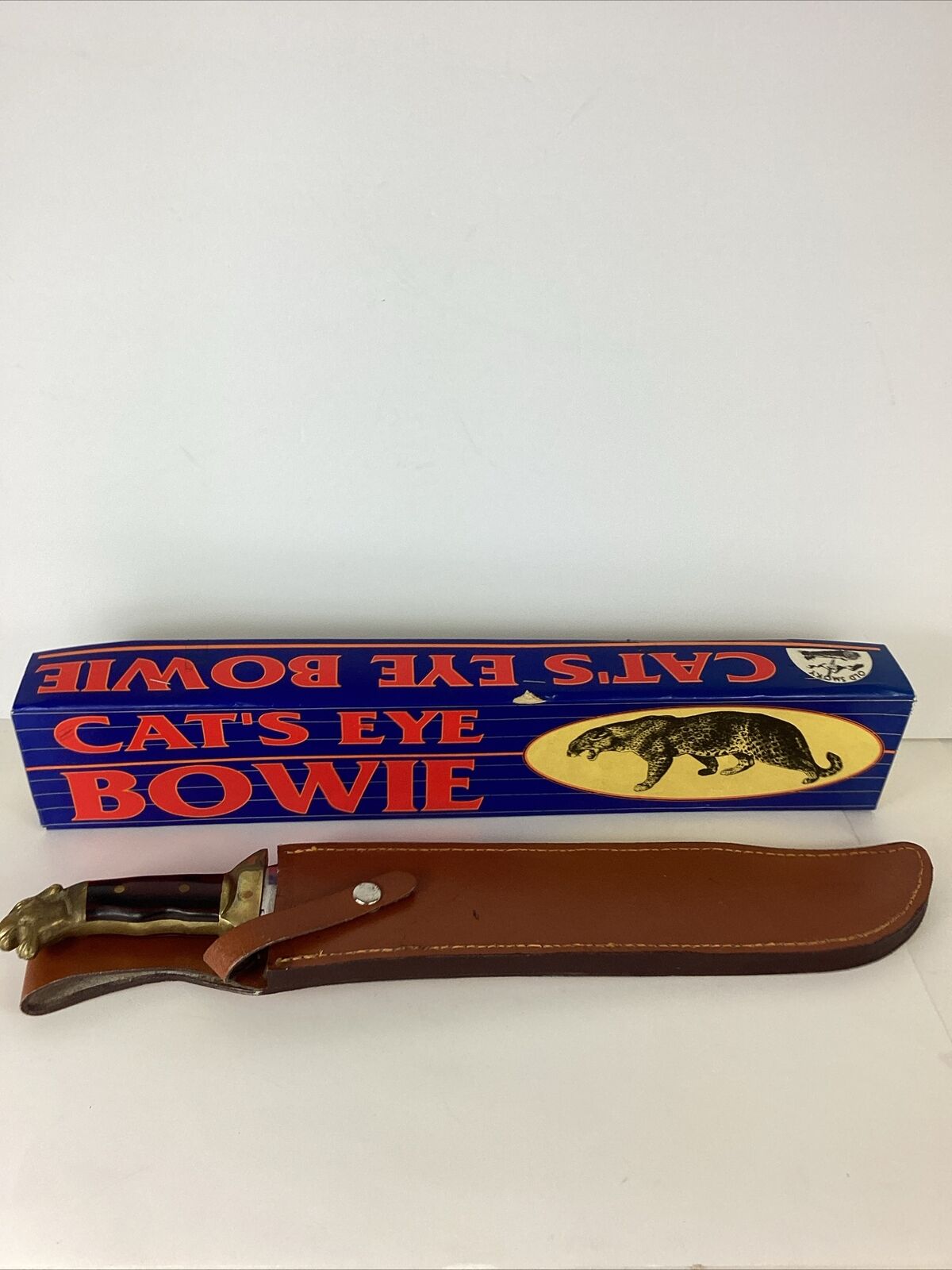 Vintage Ole Smoky Cats Eye OS-22 khyber style Bowie knife Brass Jaguar Handle