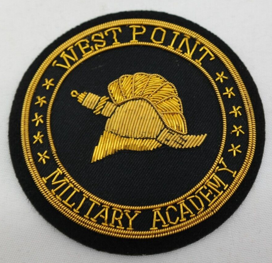 West Point Military Academy Blazer Shoulder Crest Bullion Patch Black & Gold  AL