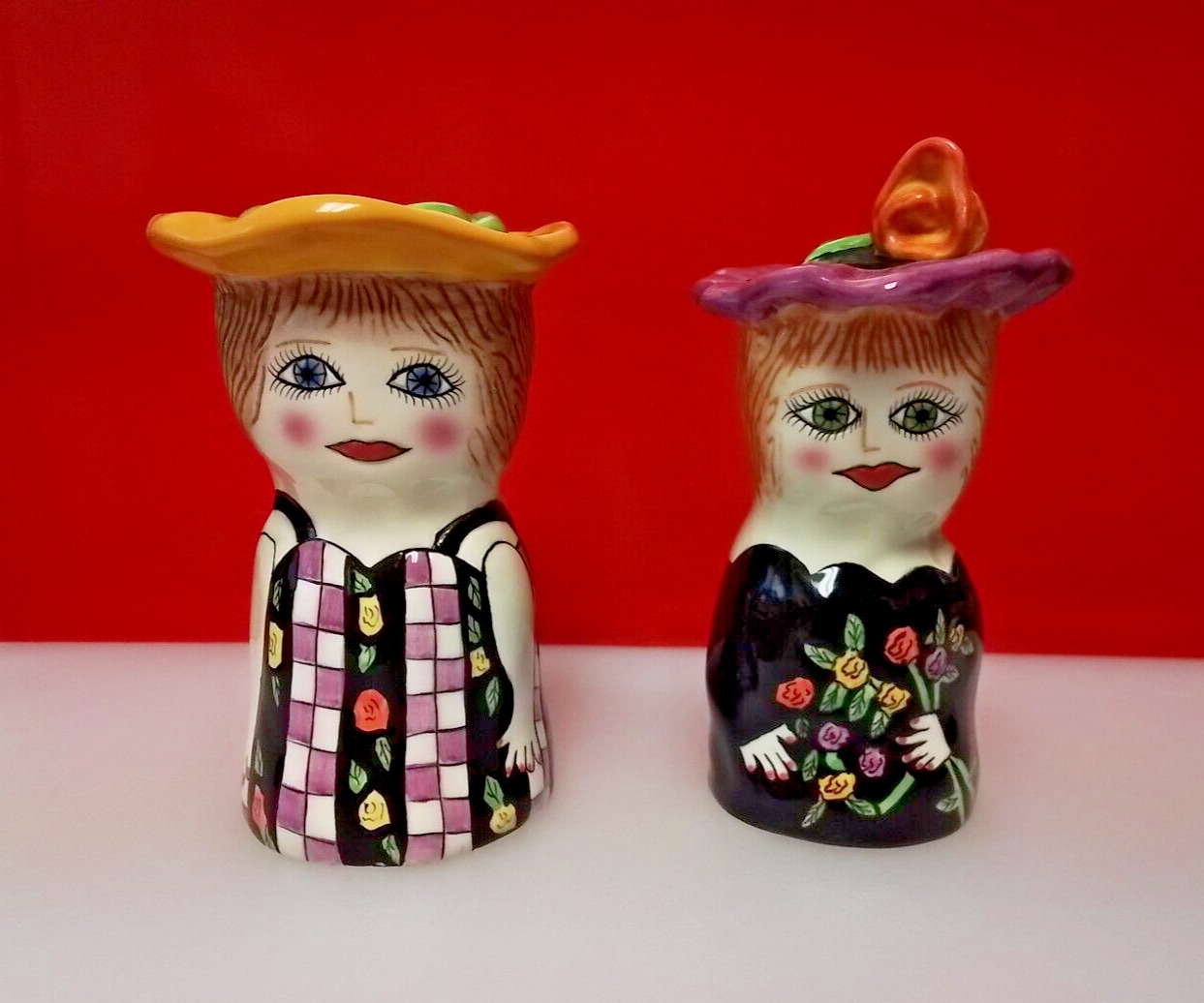 VINTAGE GANZ SUSAN PALEY SALT AND PEPPER SHAKERS MICHELLE AND JANE