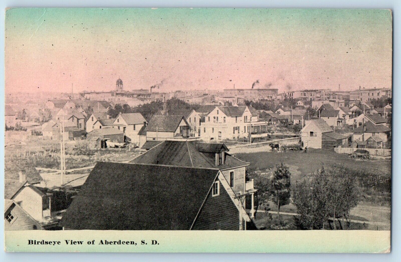 Aberdeen South Dakota SD Postcard Birds Eye View Exterior House c1911 Vintage