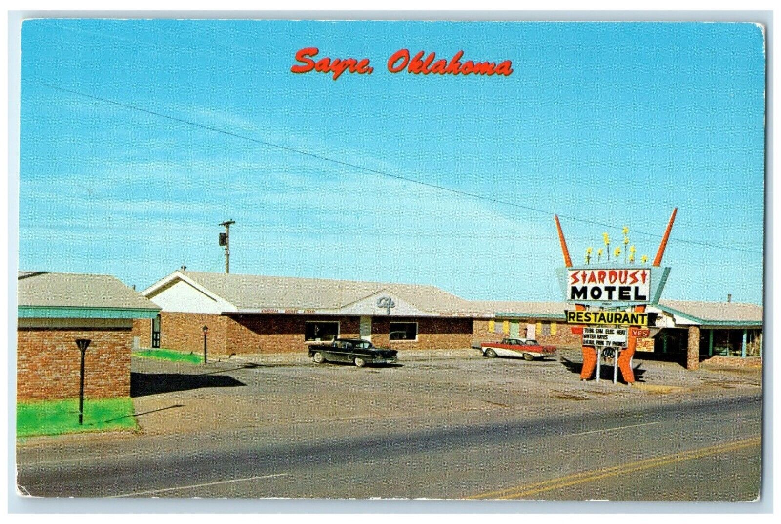 c1960's Stardust Motel Restaurant Roadside Sayre Oklahoma OK Vintage Postcard