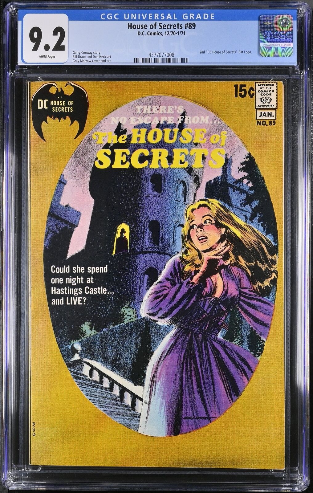 House Of Secrets #89 CGC NM- 9.2 White Pages Gothic Castle/Maiden Cover