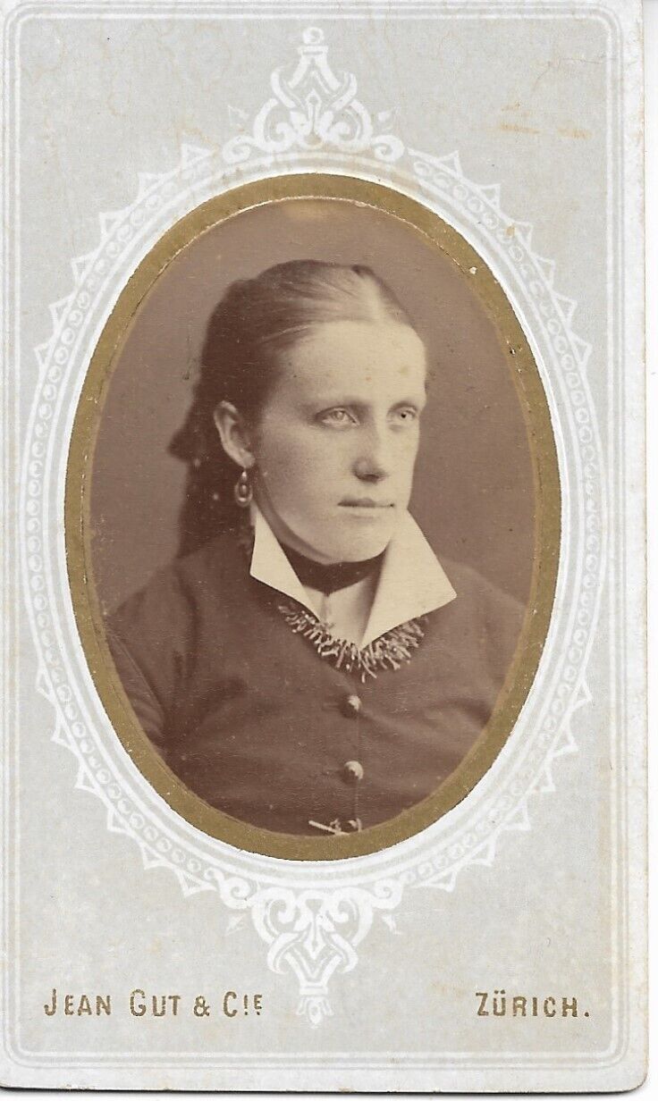 Lady Photograph Zurich Switzerland Portrait Dress CDV Carte De Visite Late 1800s