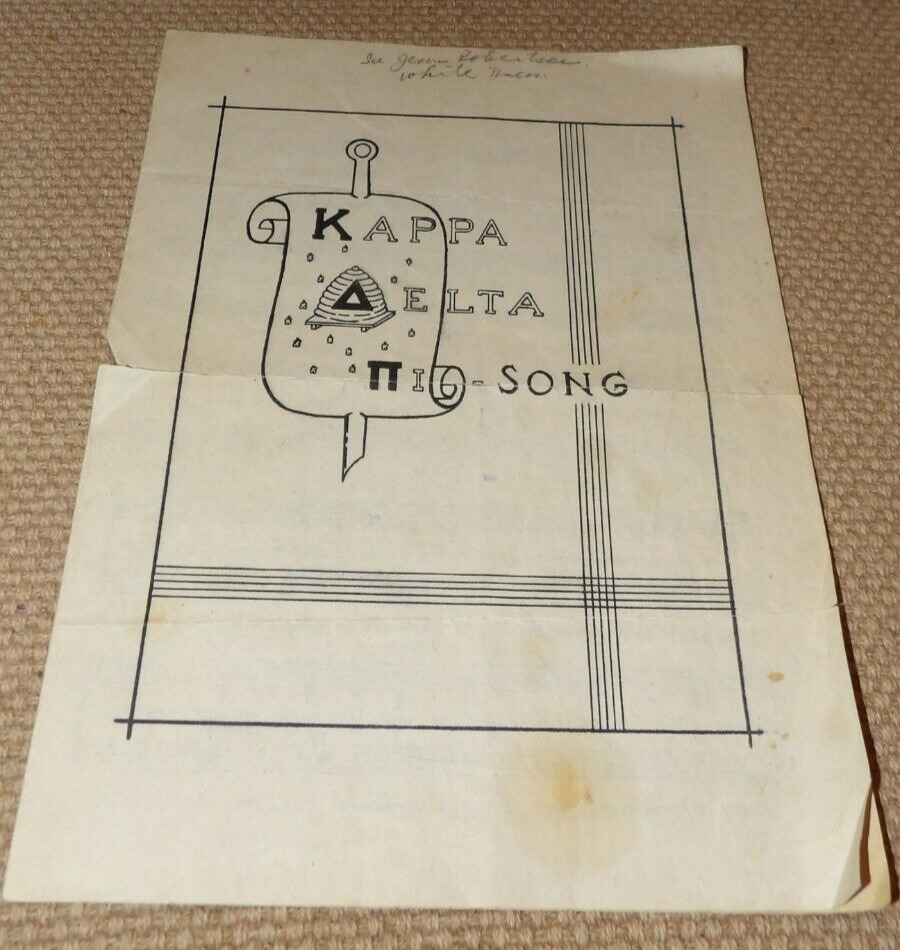 LQQK ANTIQUE VINTAGE c 1940\'s KAPPA DELTA SONG Sheet Music