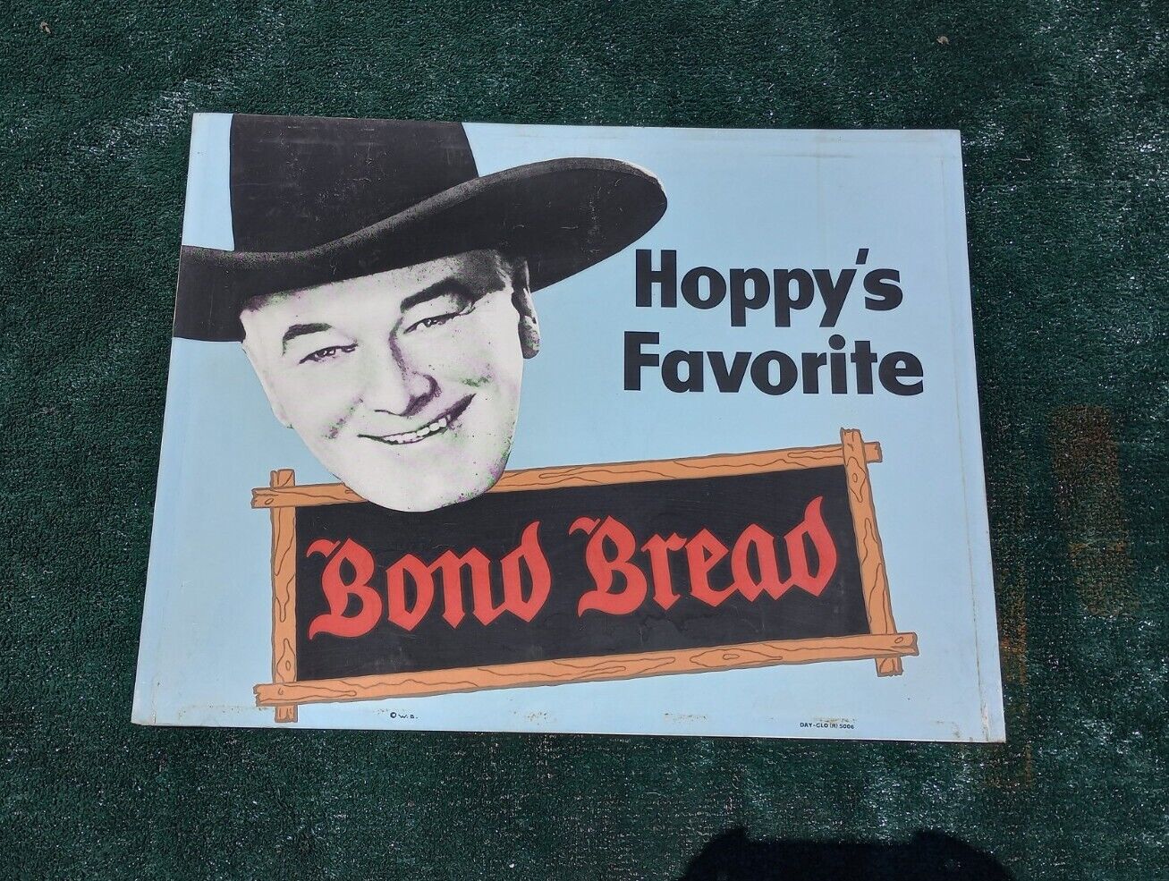 1950s Bond Bread Cardboard Sign. Hoppy's Favorite. 21x27