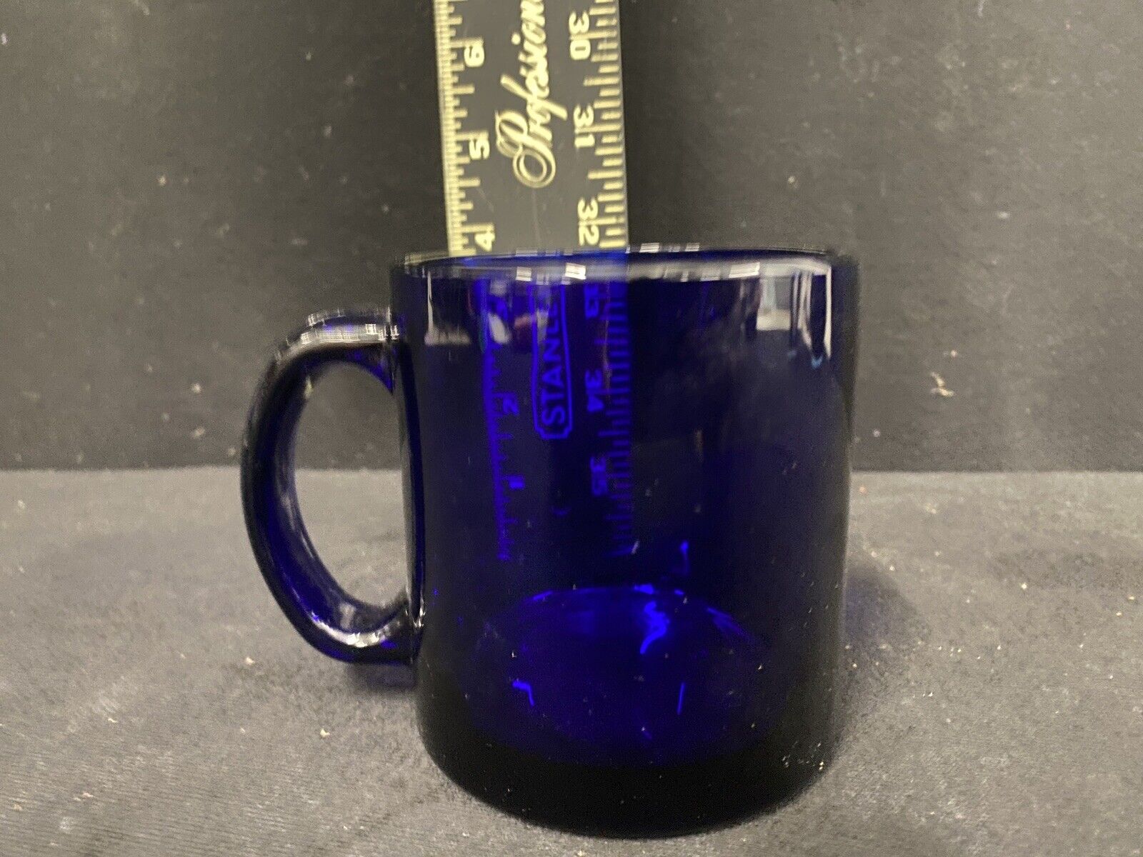 Vintage Libbey Cobalt Blue Glass Coffee Mug Cup 12 oz Made in USA Heavy 3.75”T