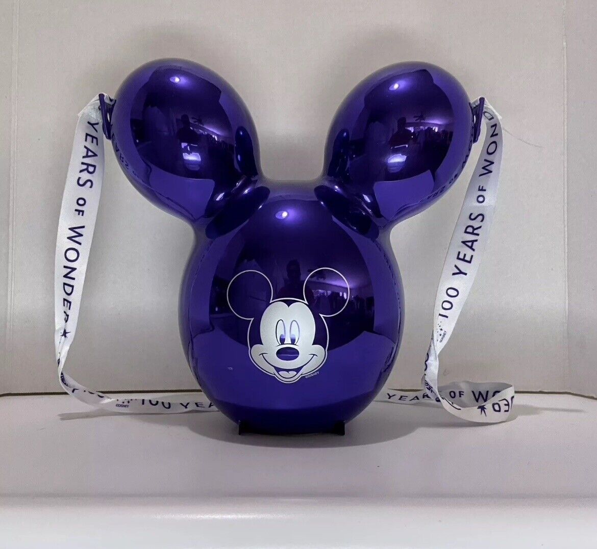 Disney Parks 100 Years of Wonder Metallic Purple Mickey Balloon Popcorn Bucket