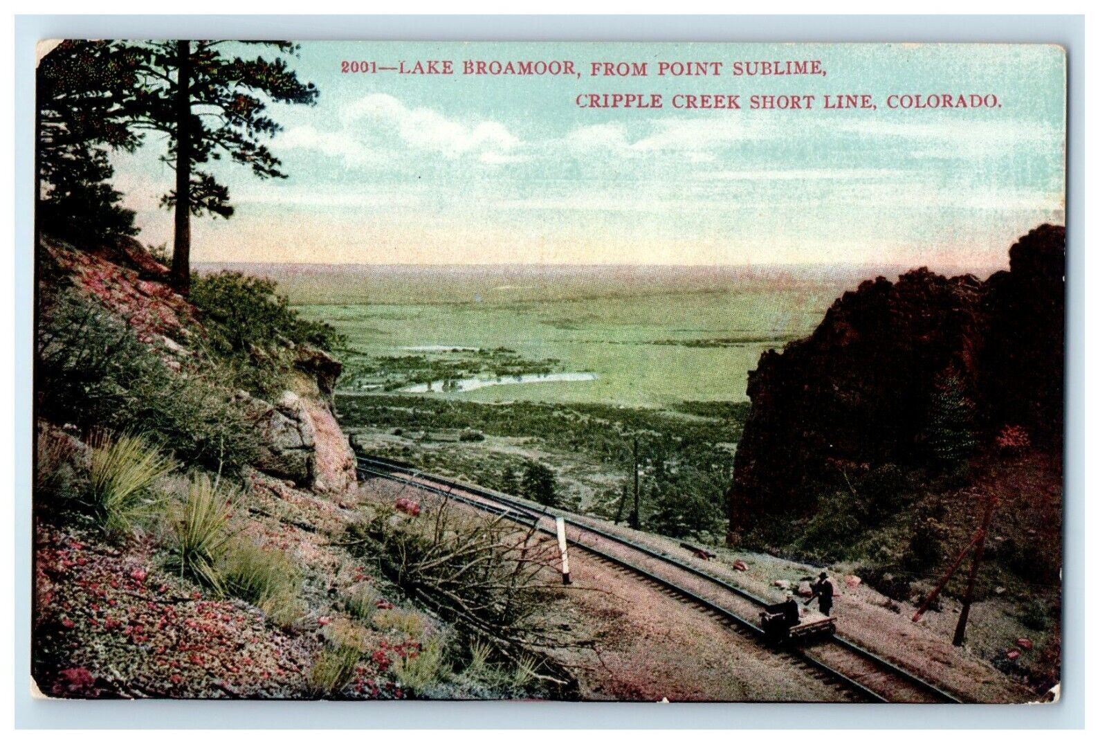 c1910's Lake Broamoor From Point Sublime Cripple Creek Line CO Antique Postcard
