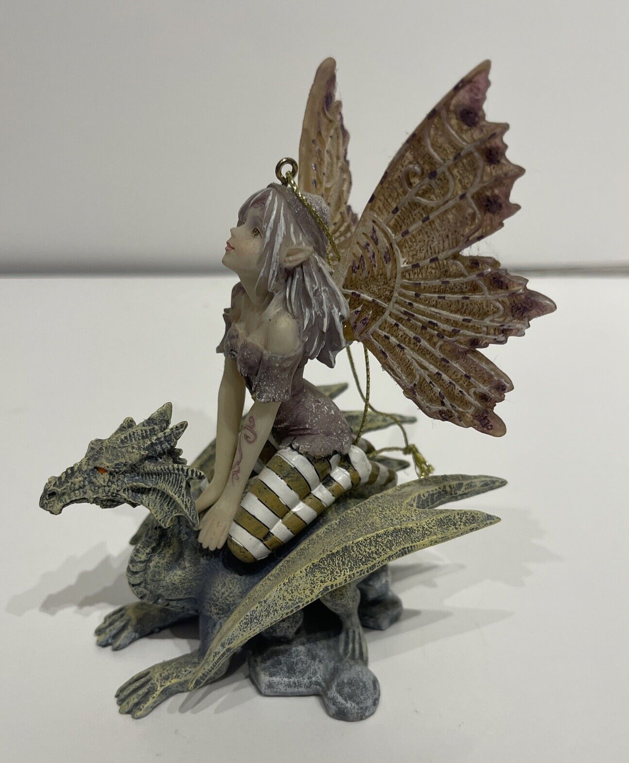 Little Fairy On Rock Dragon Figurine Ornament - Resin - Beautiful