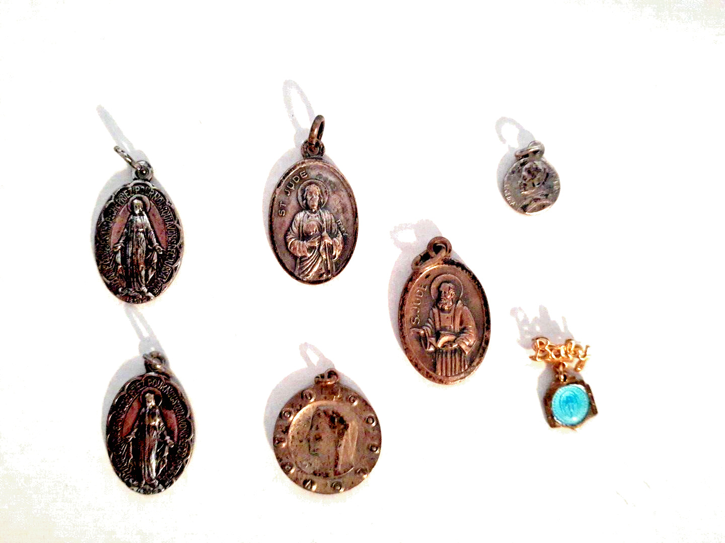 Vintage St Jude Mother Mary & Catholic Medals Charms Pendant from Italy