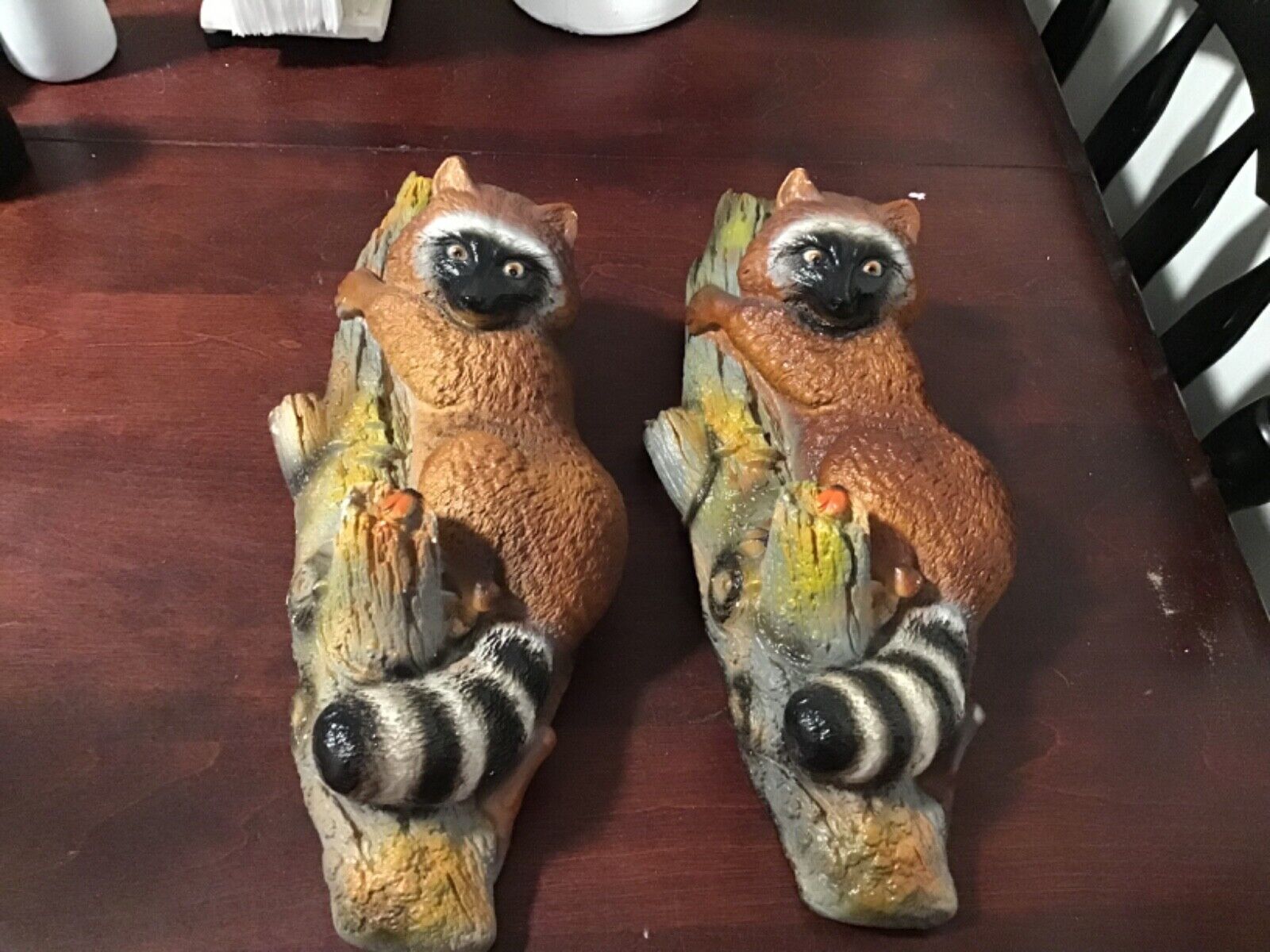 Vintage Bossons Chalkware Racoon on Tree Wall Hanging 1960's England